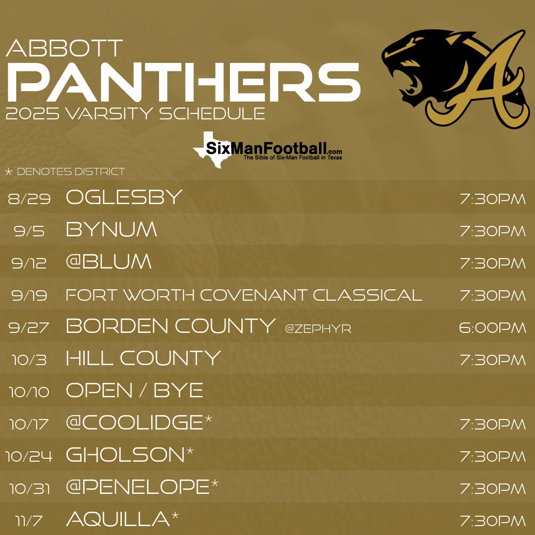 Abbott Panthers 2025 football schedule