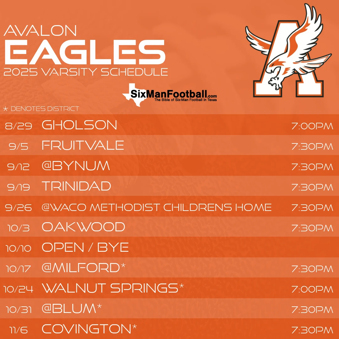 Avalon Eagles 2025 football schedule