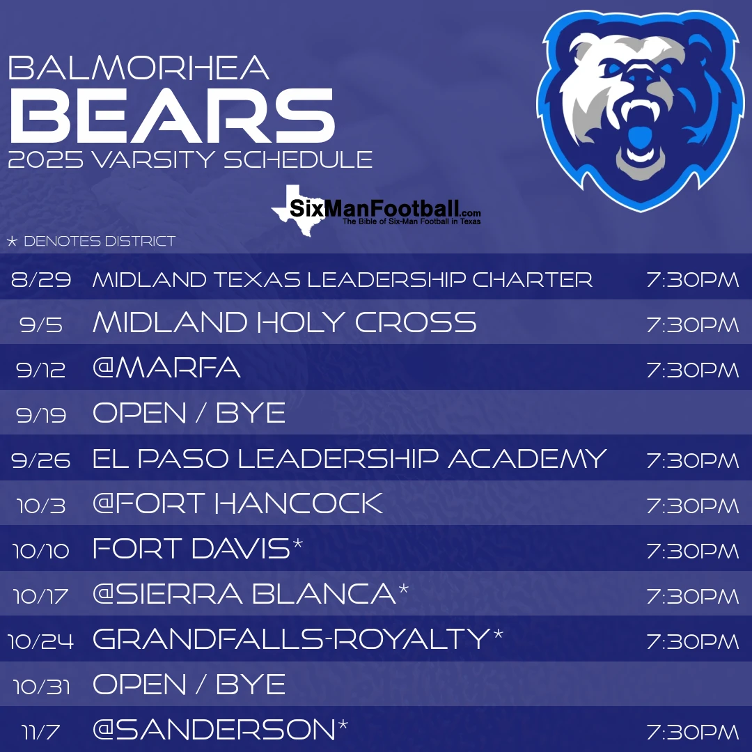 Balmorhea Bears 2025 football schedule