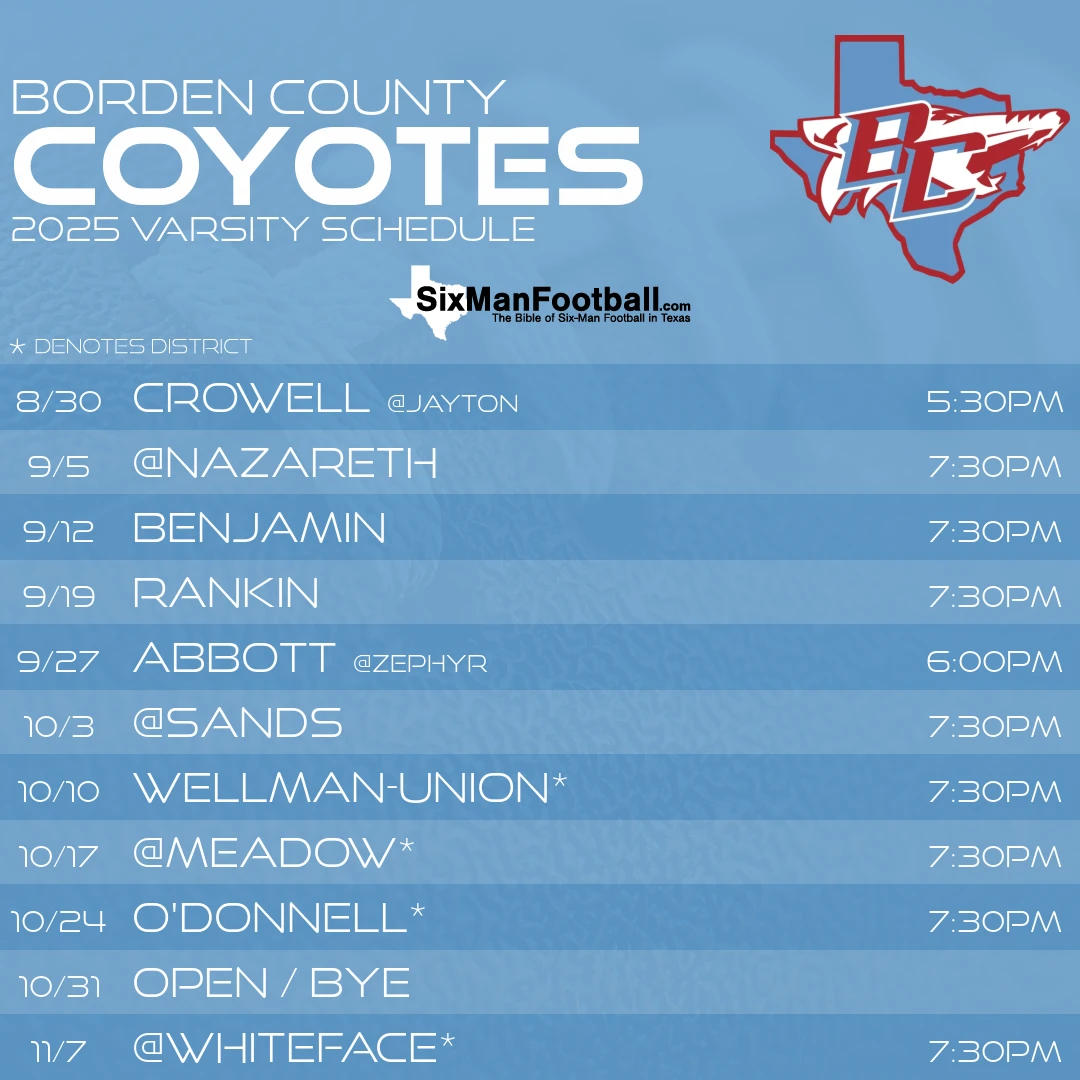 Borden County Coyotes 2025 football schedule