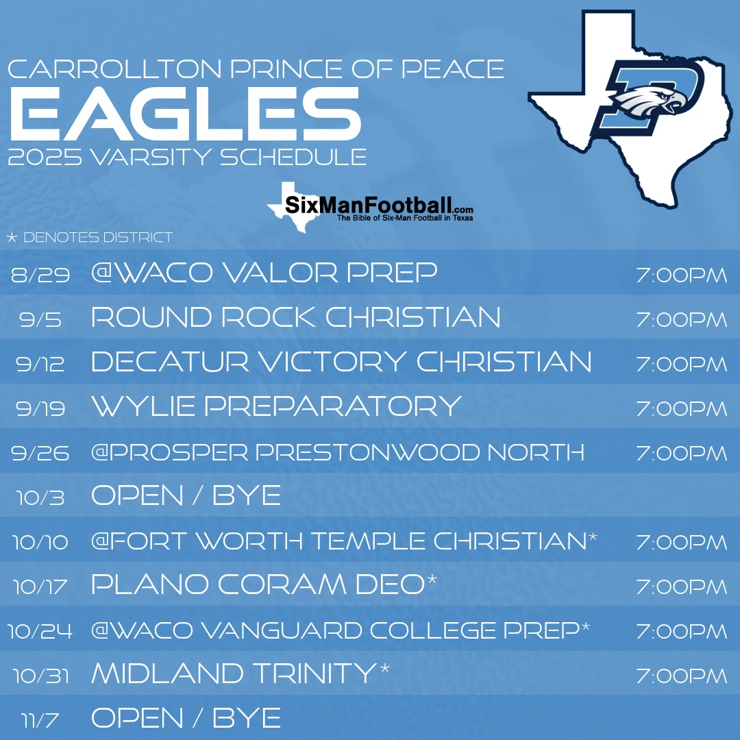 Carrollton Prince of Peace Eagles 2025 football schedule