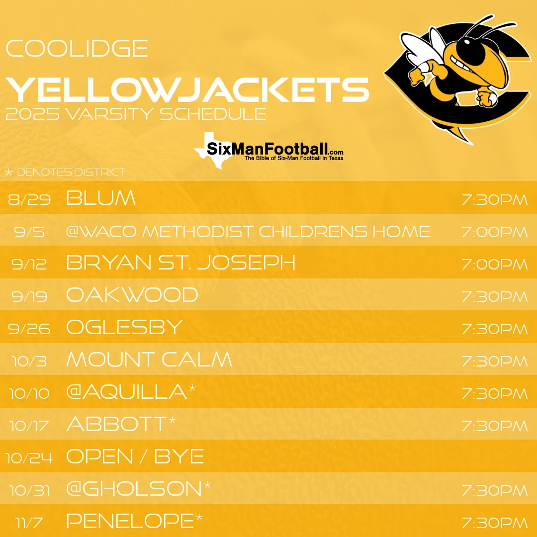 Coolidge Yellowjackets 2025 football schedule