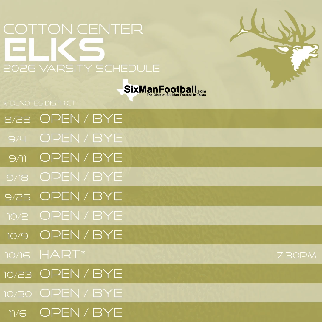 Cotton Center Elks 2026 football schedule