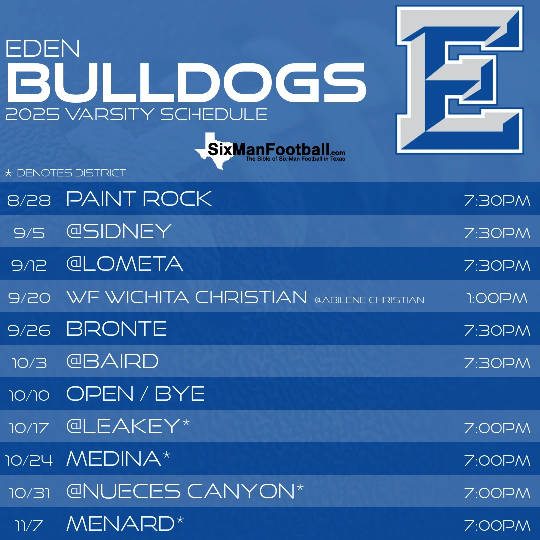 Eden Bulldogs 2025 football schedule
