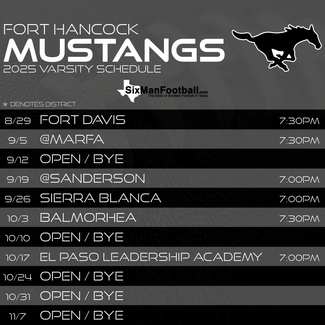 Fort Hancock Mustangs 2025 football schedule