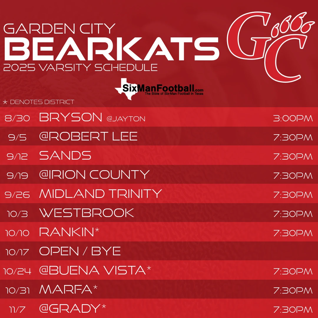Garden City Bearkats 2025 football schedule