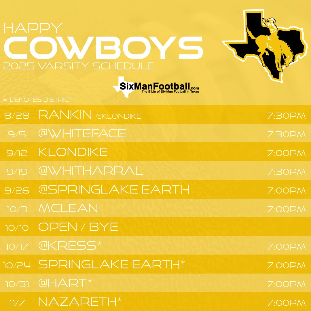 Happy Cowboys 2025 football schedule