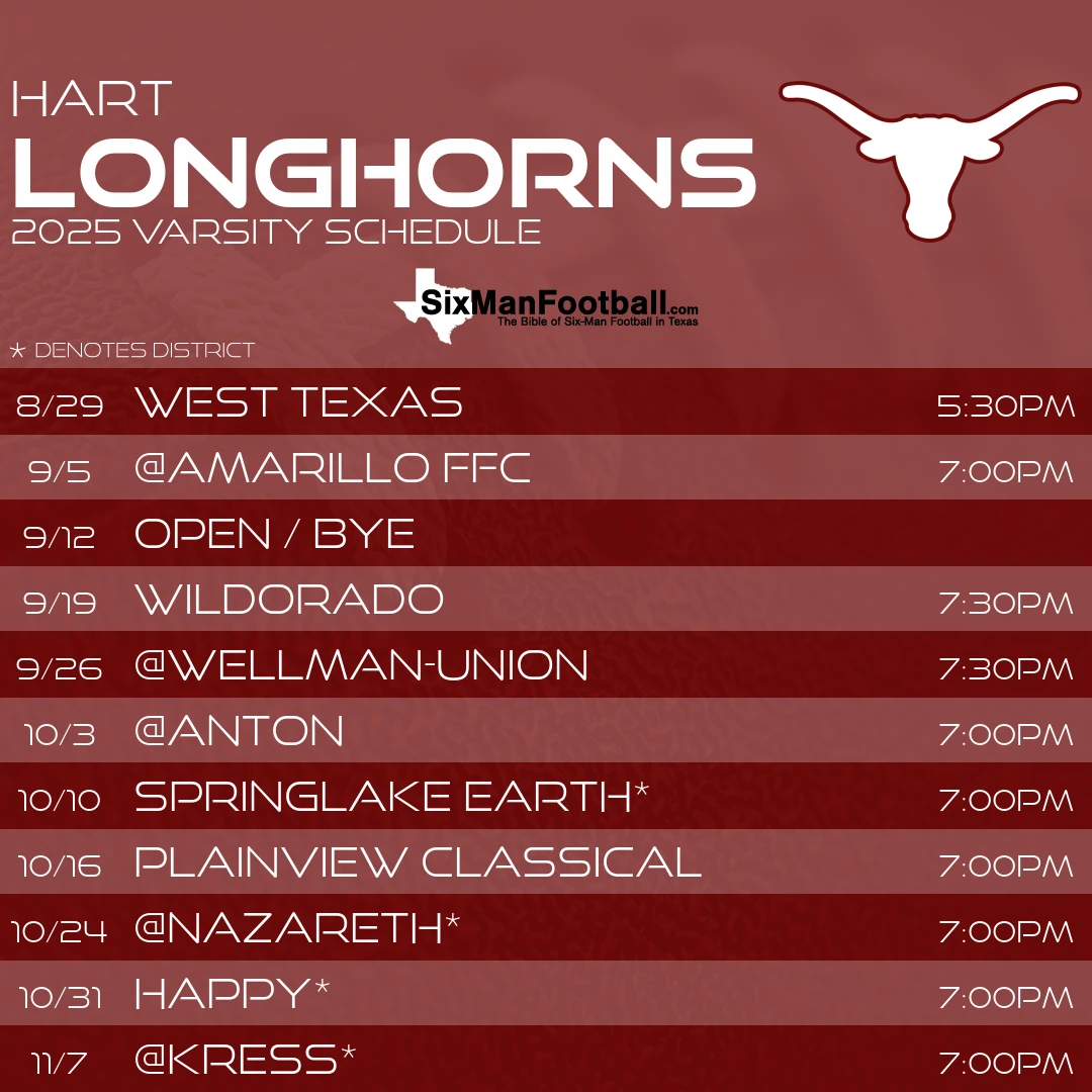 Hart Longhorns 2025 football schedule