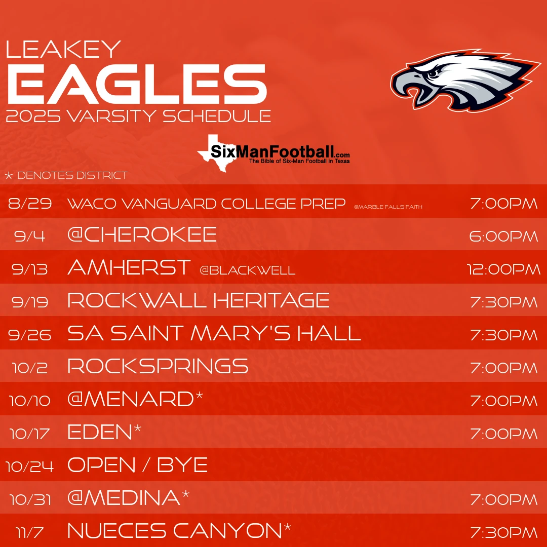 Leakey Eagles 2025 football schedule