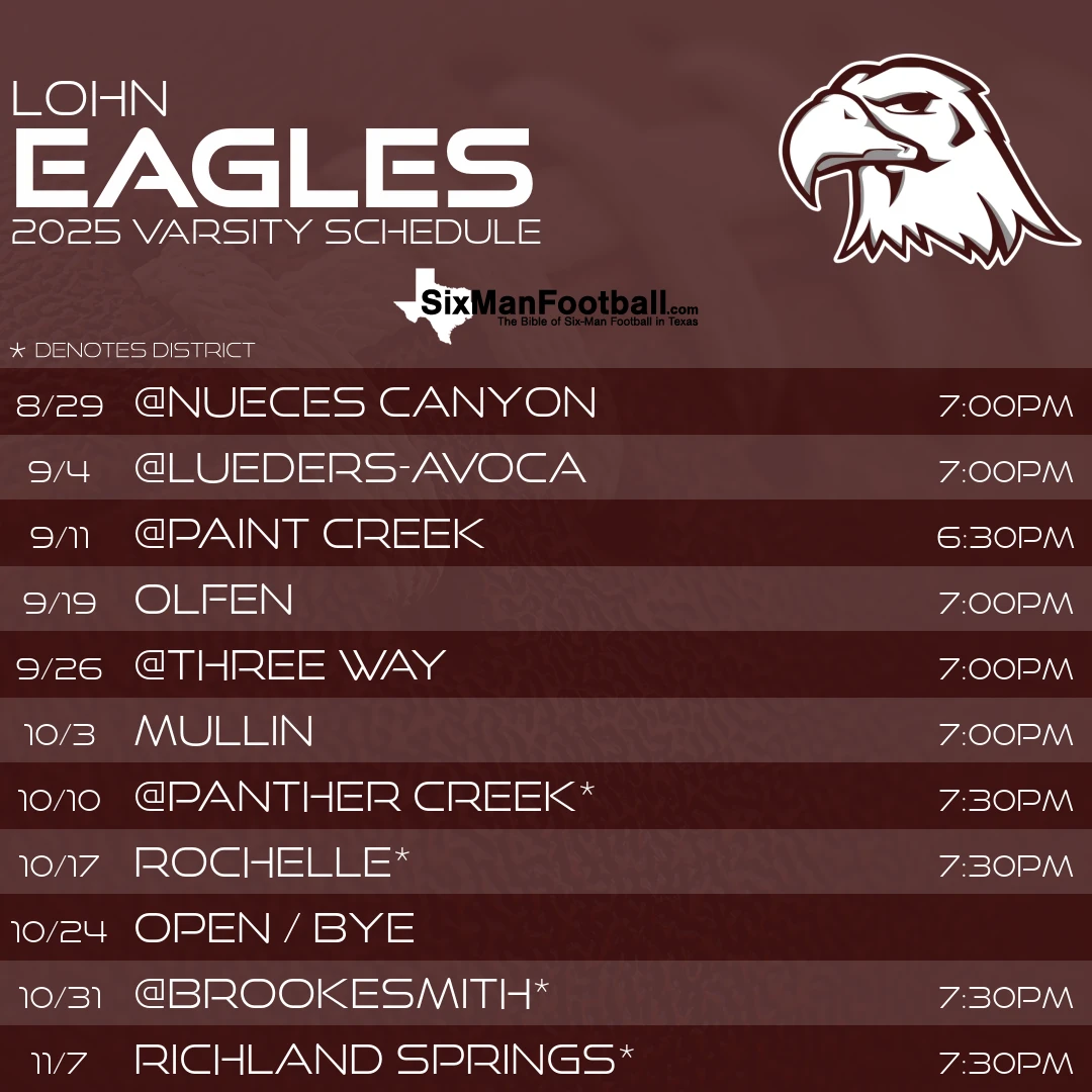 Lohn Eagles 2025 football schedule