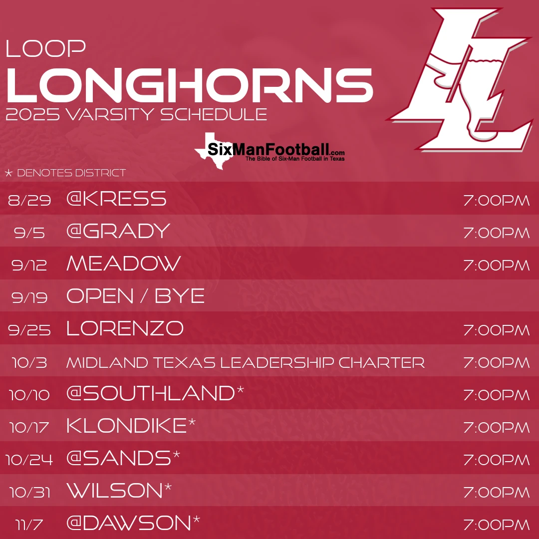 Loop Longhorns 2025 football schedule