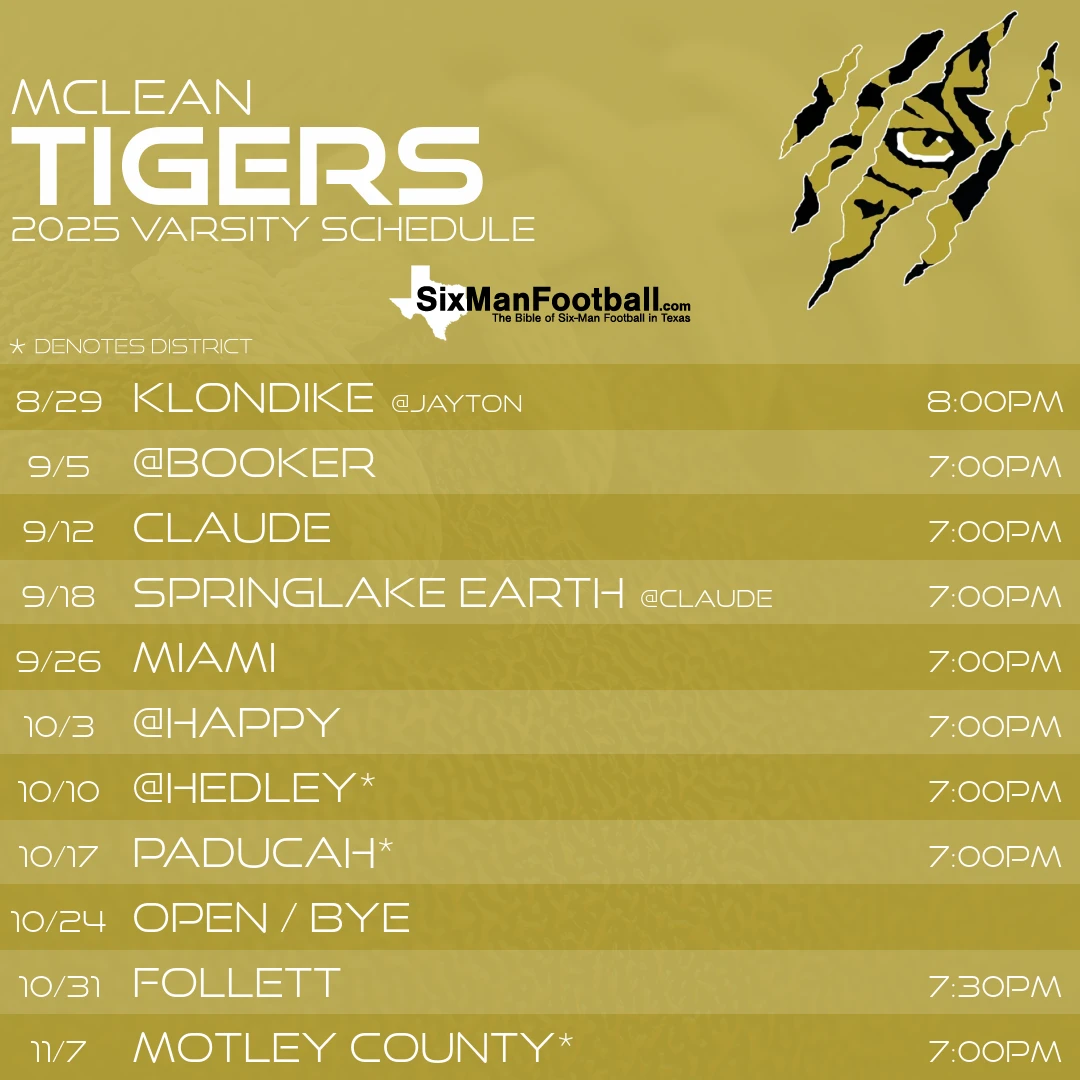 McLean Tigers 2025 football schedule