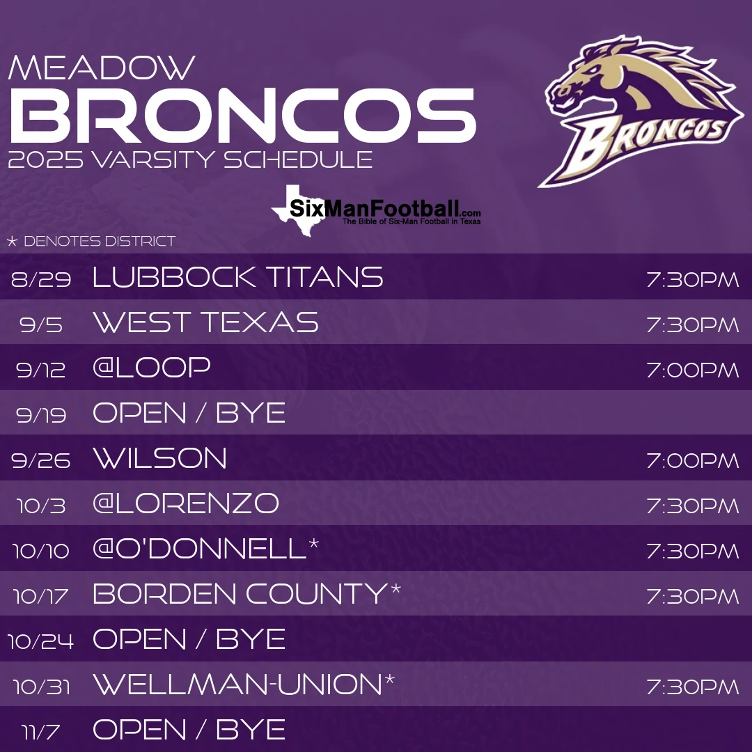 Meadow Broncos 2025 football schedule