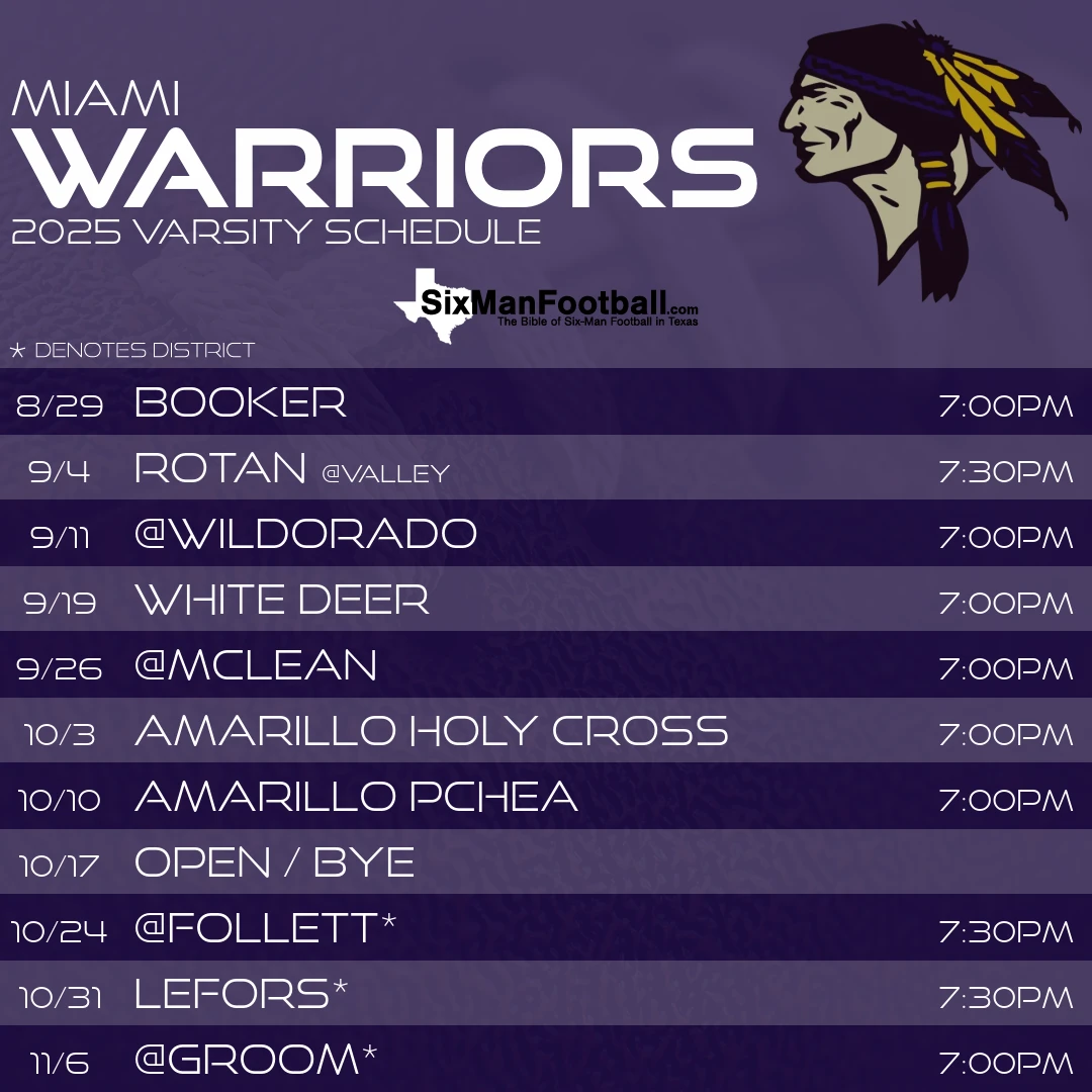 Miami Warriors 2025 football schedule