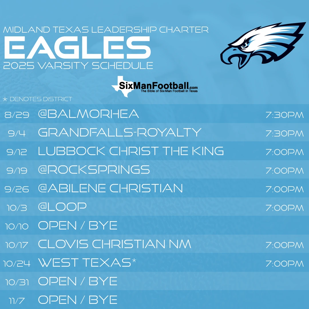Midland Texas Leadership Charter Eagles 2025 football schedule