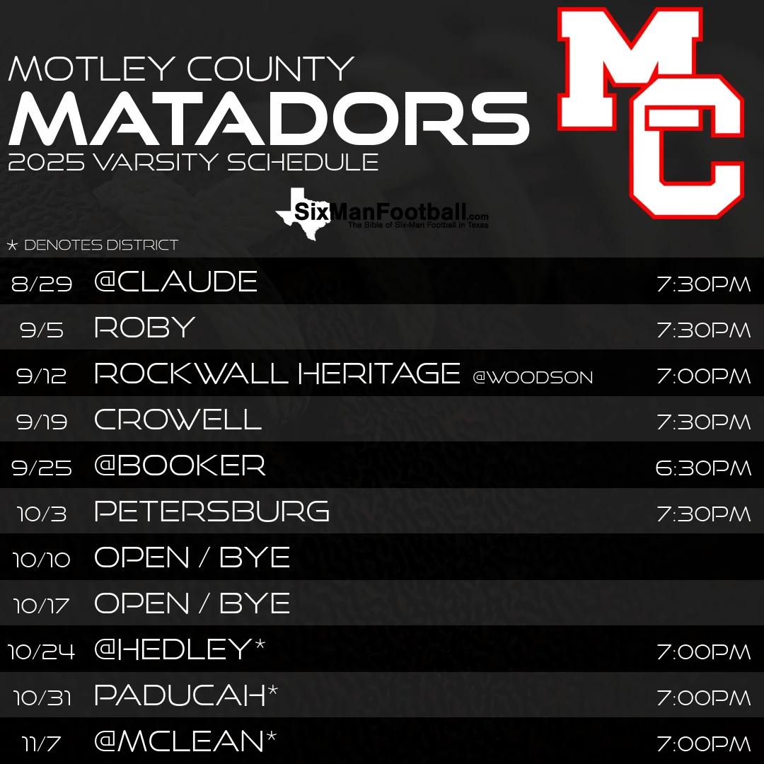 Motley County Matadors 2025 football schedule