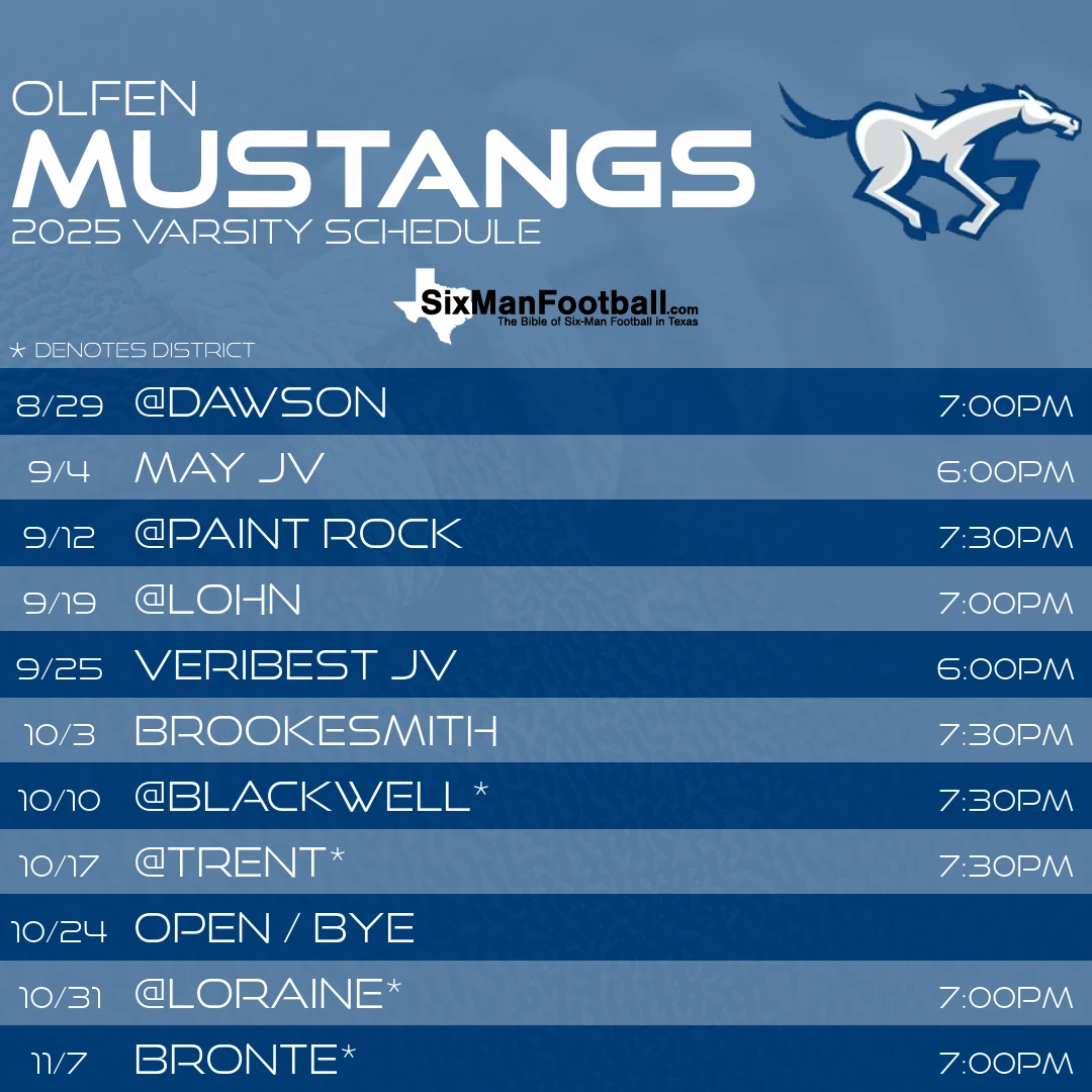 Olfen Mustangs 2025 football schedule