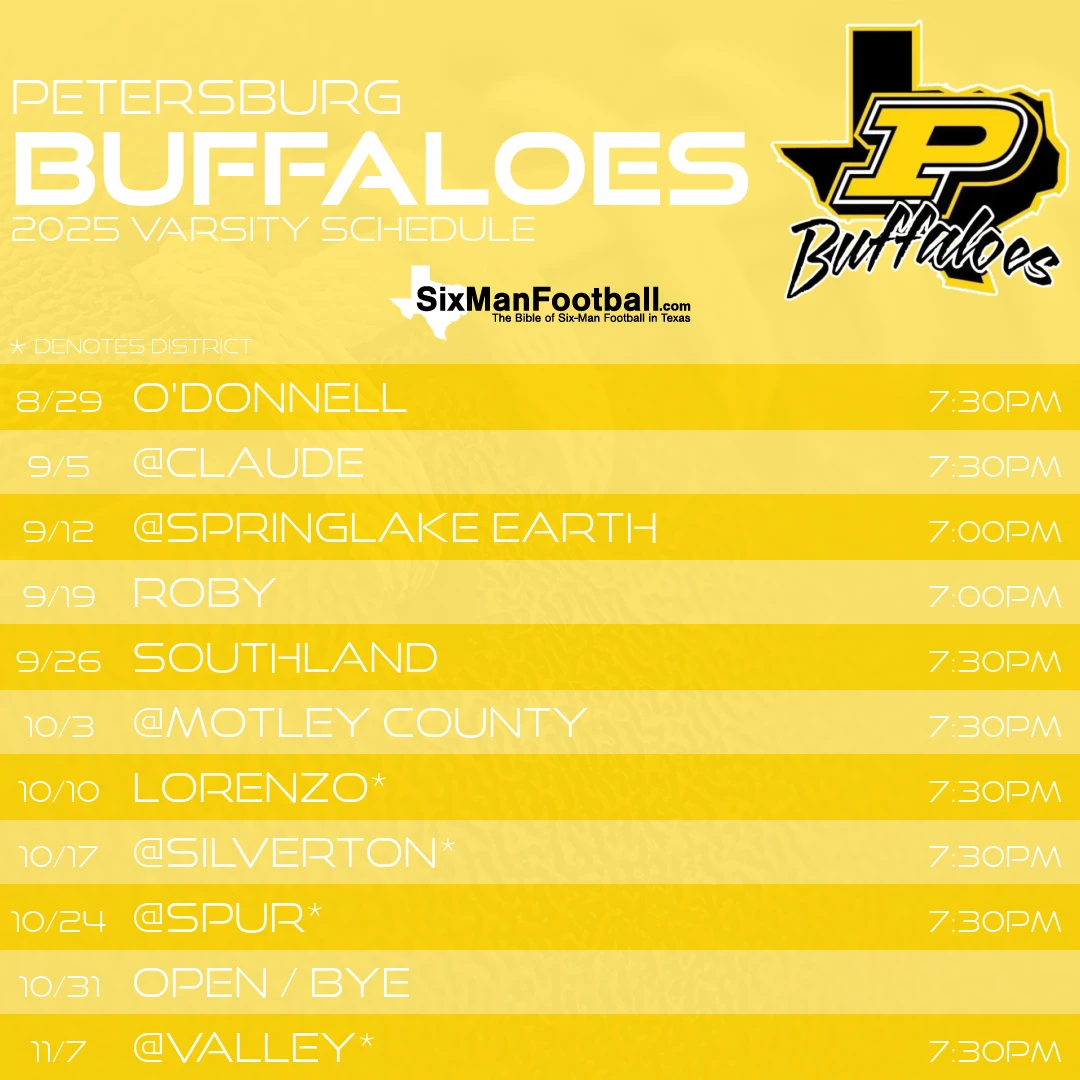 Petersburg Buffaloes 2025 football schedule