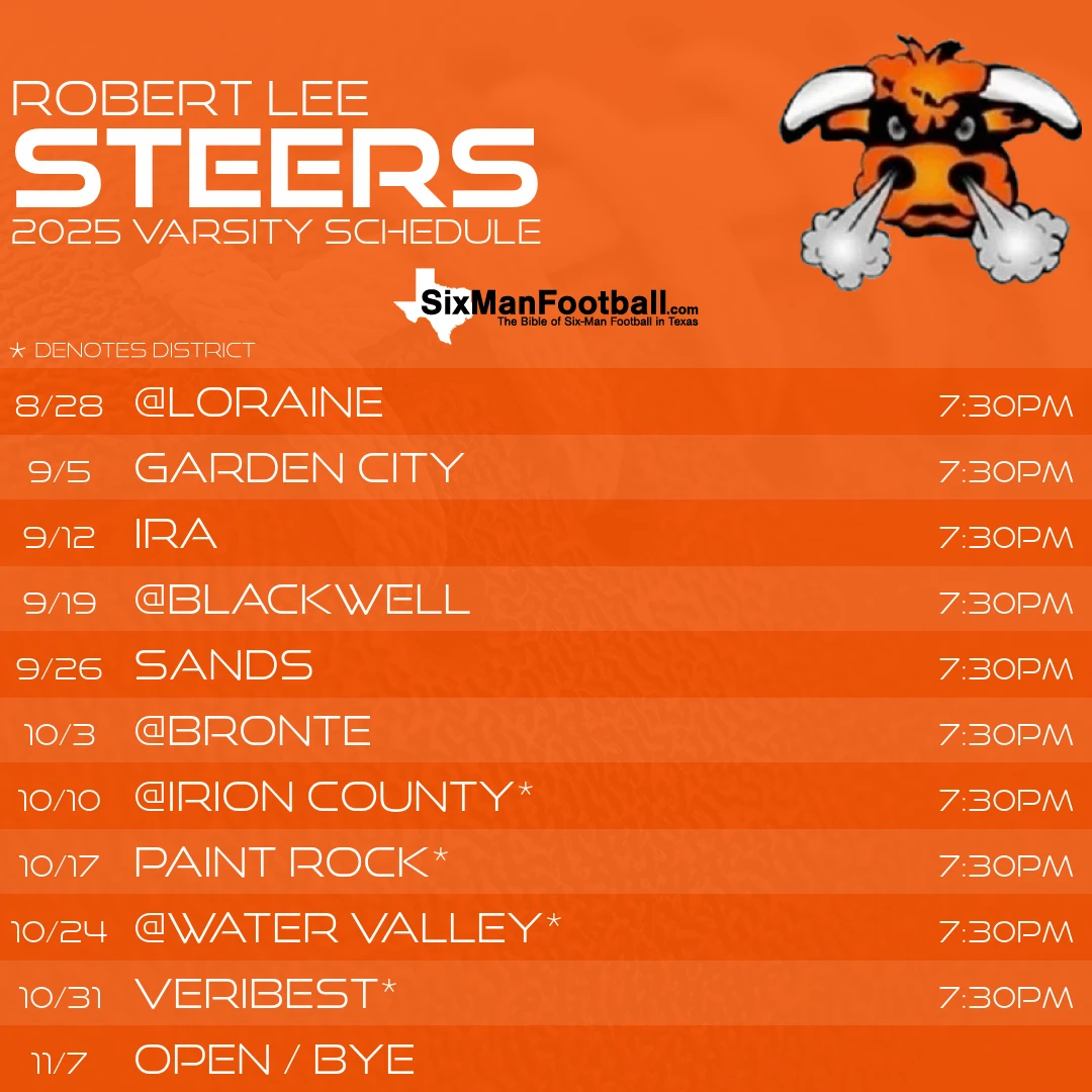 Robert Lee Steers 2025 football schedule