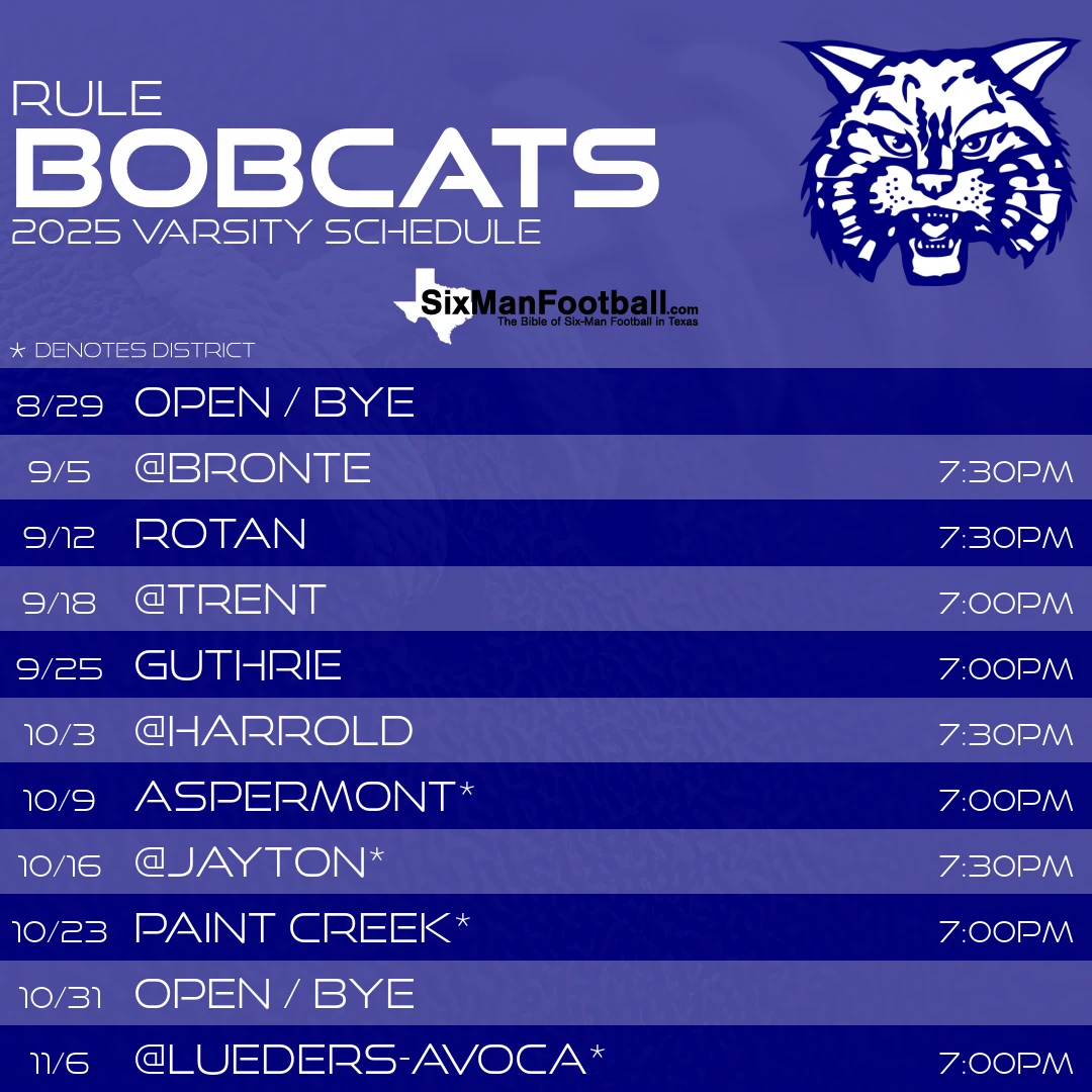 Rule Bobcats 2025 football schedule