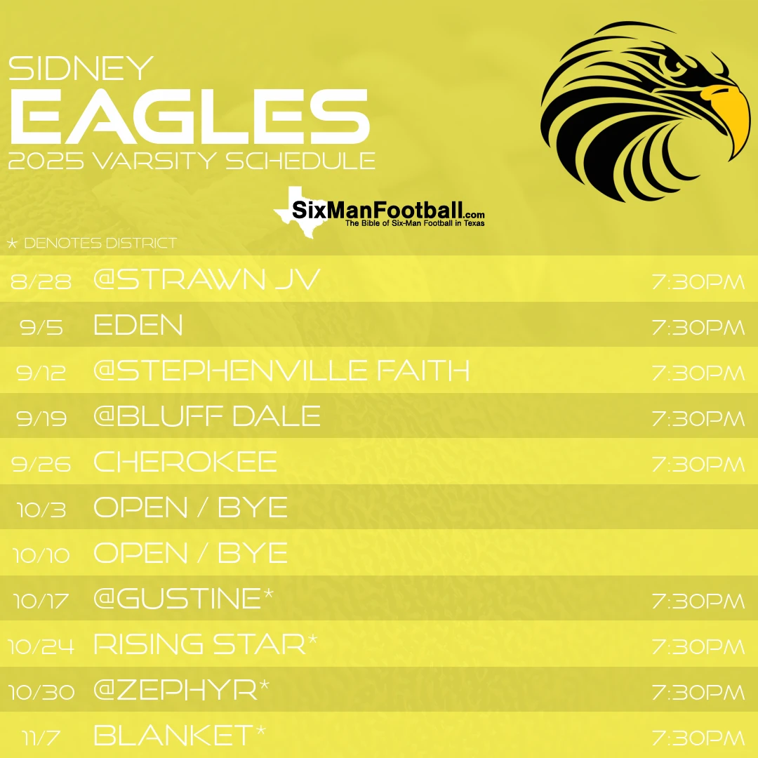 Sidney Eagles 2025 football schedule