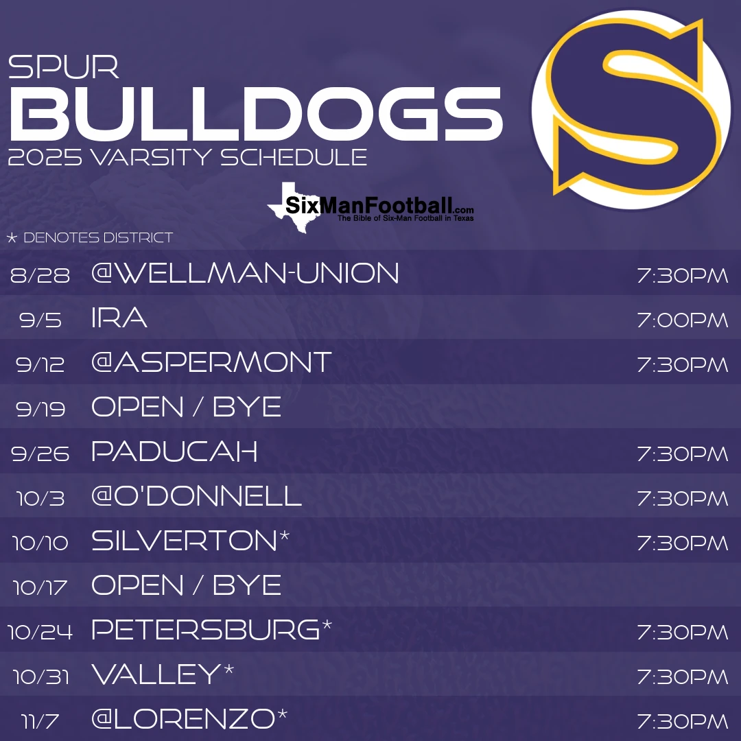 Spur Bulldogs 2025 football schedule