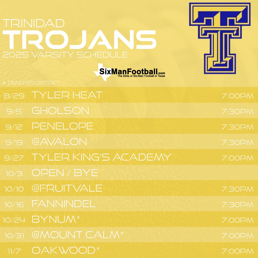 Trinidad Trojans 2025 football schedule