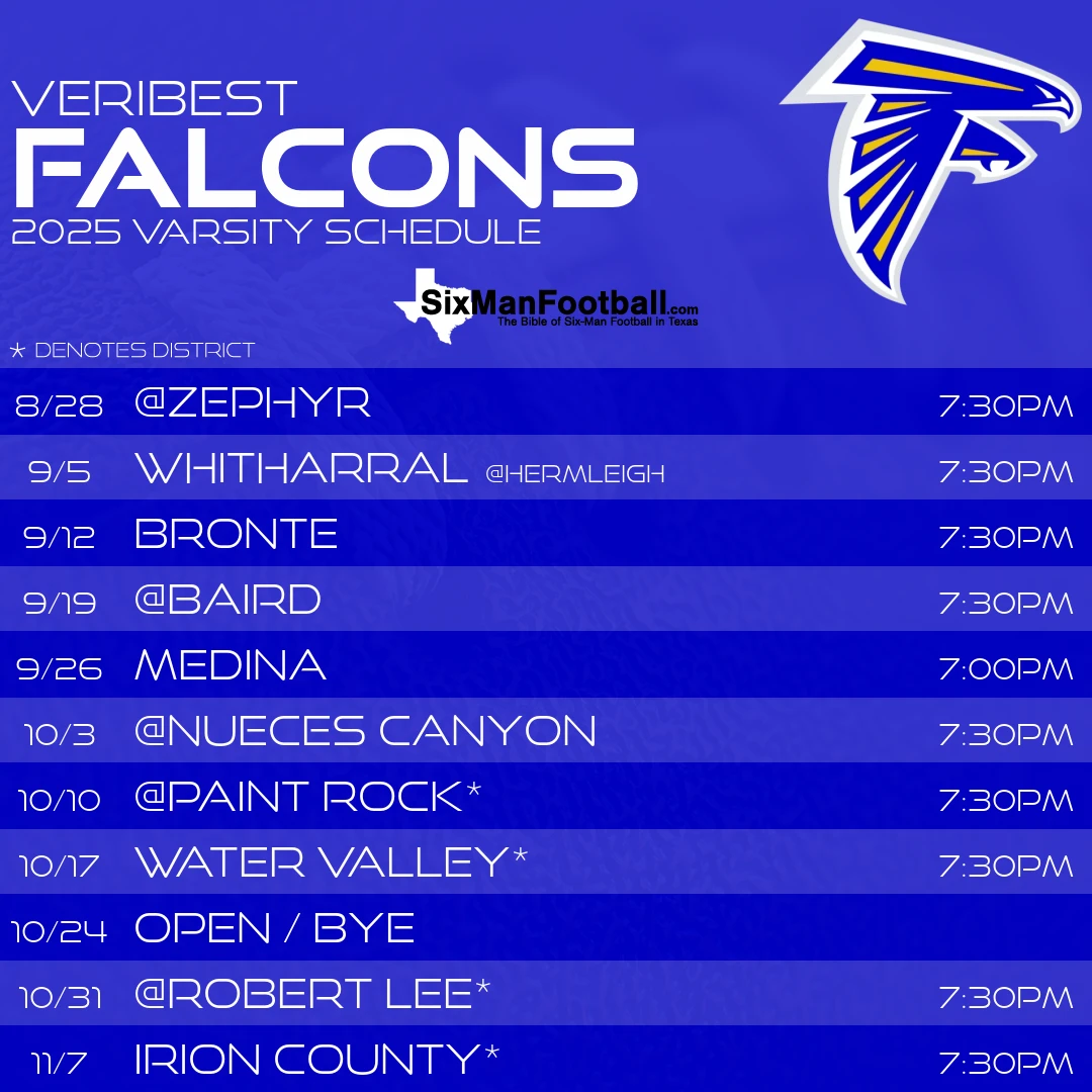 Veribest Falcons 2025 football schedule
