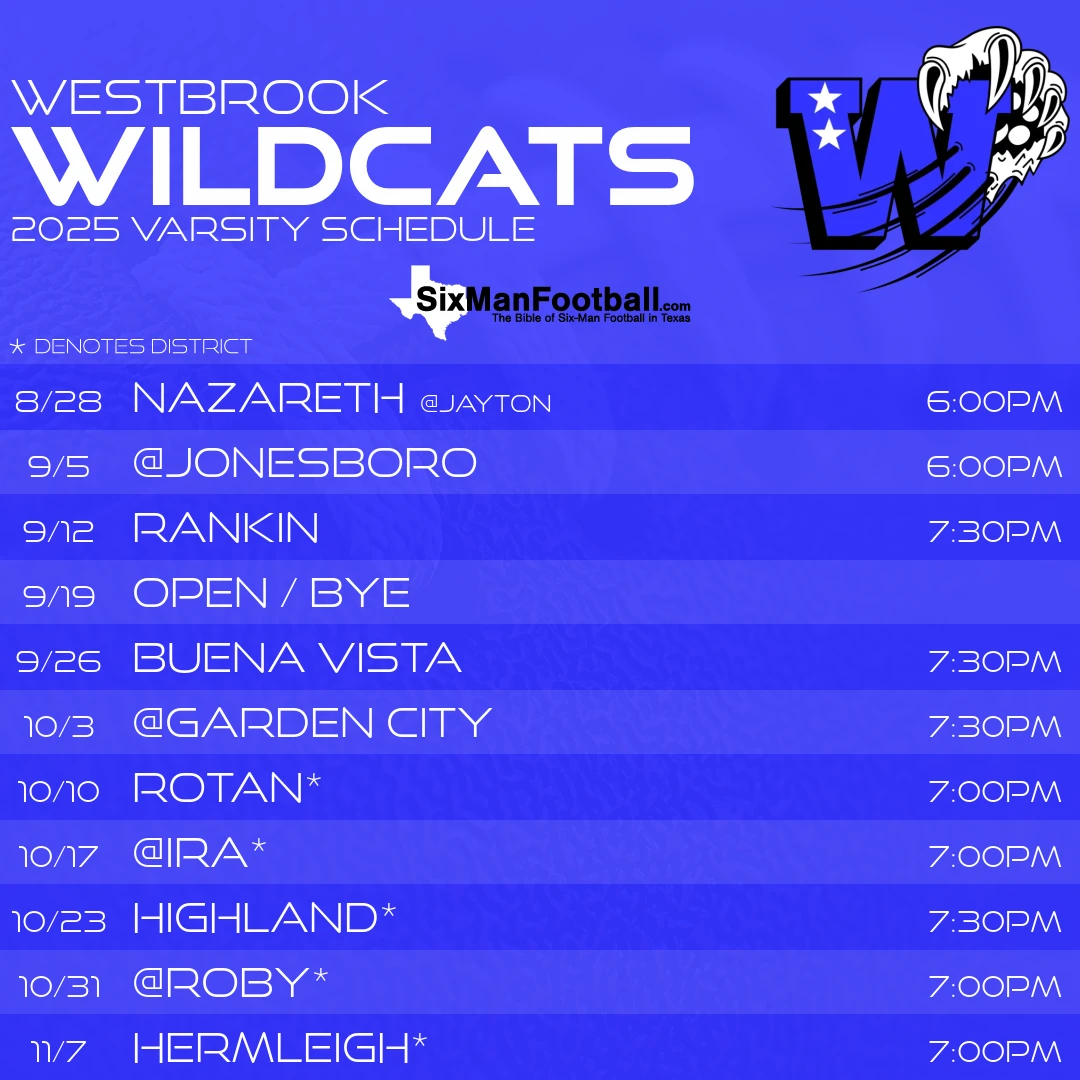 Westbrook Wildcats 2025 football schedule