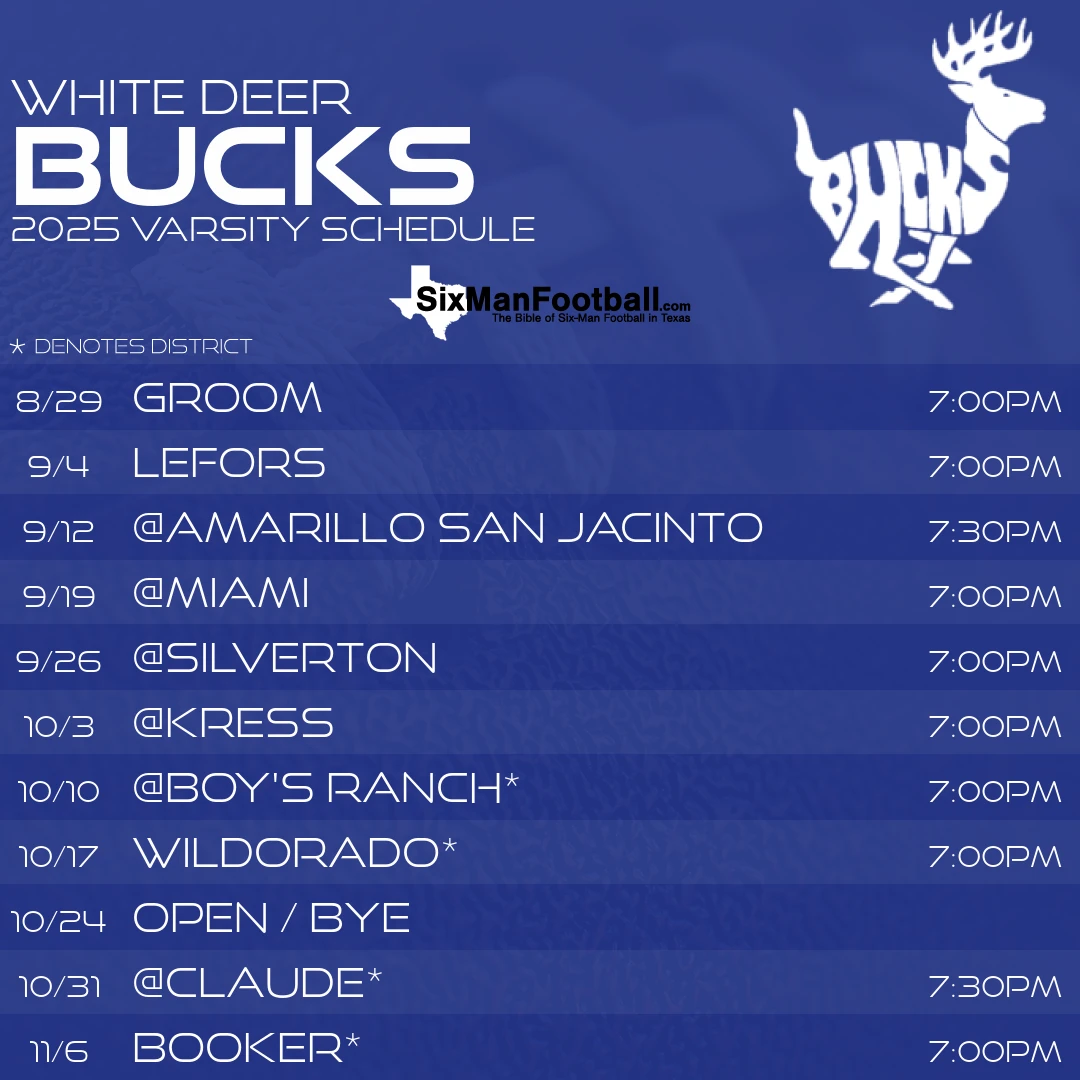 White Deer Bucks 2025 football schedule