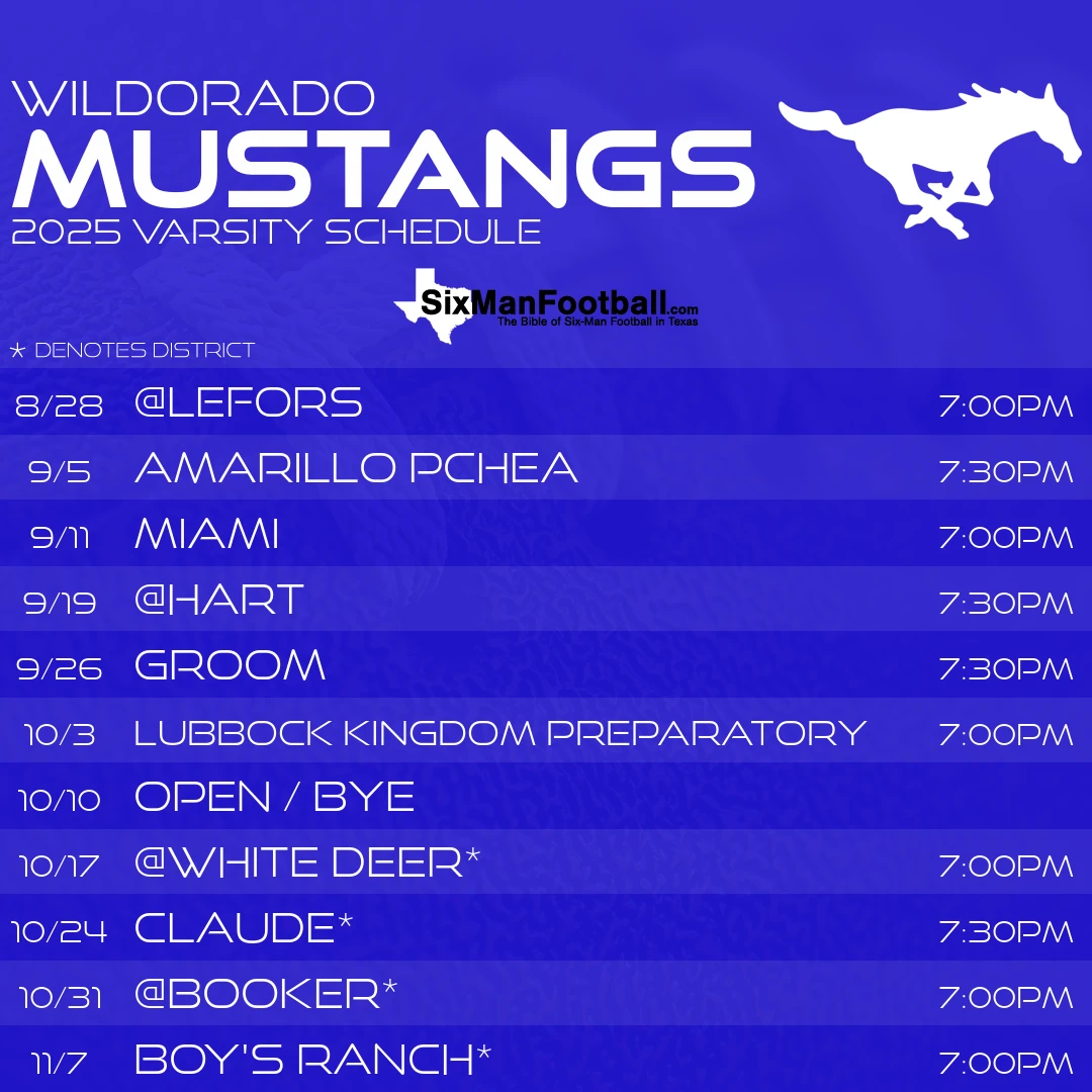 Wildorado Mustangs 2025 football schedule