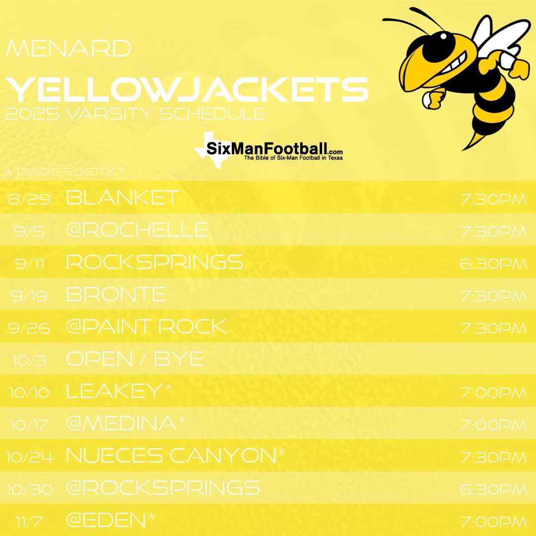 Menard Yellowjackets 2025 football schedule