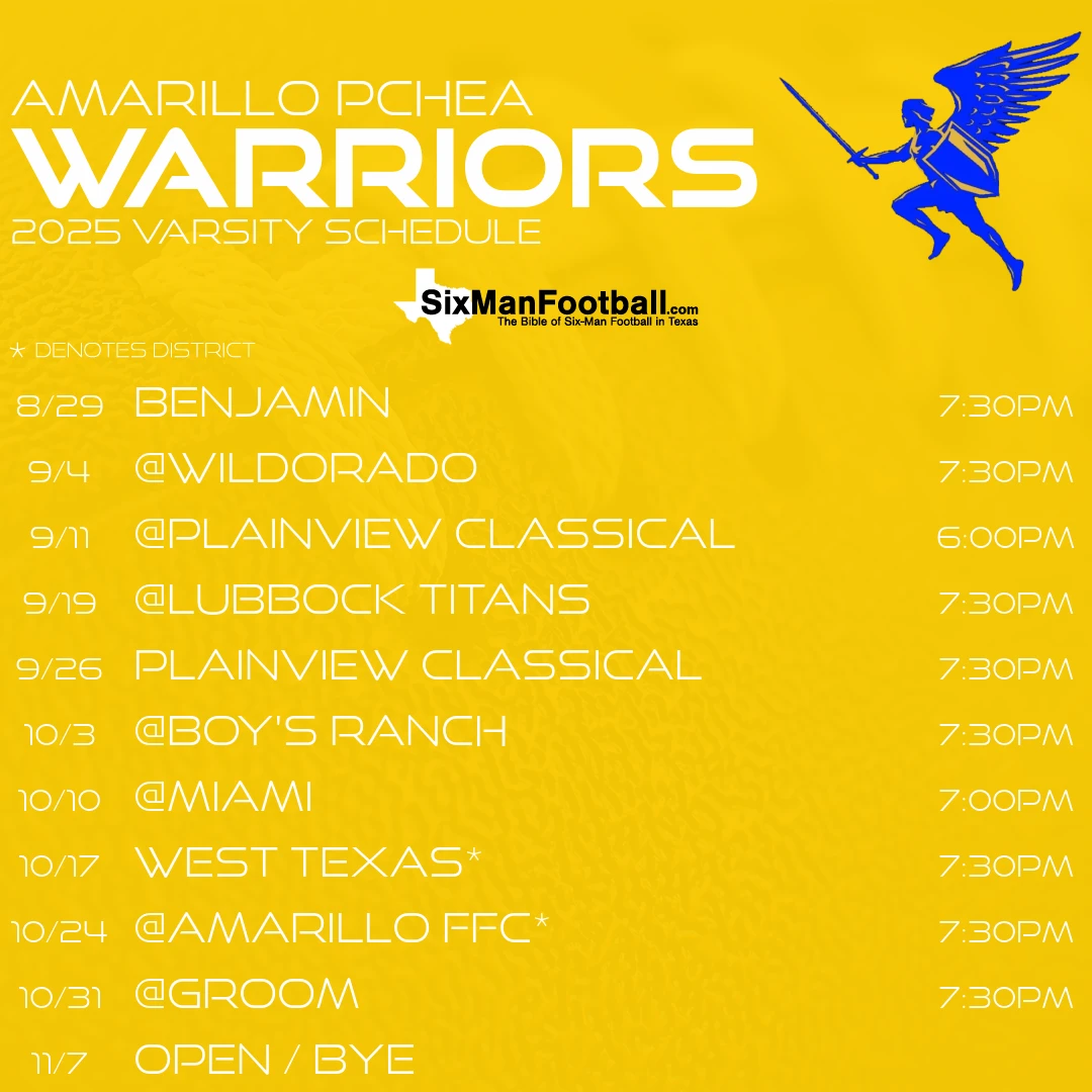 Amarillo PCHEA Warriors 2025 football schedule