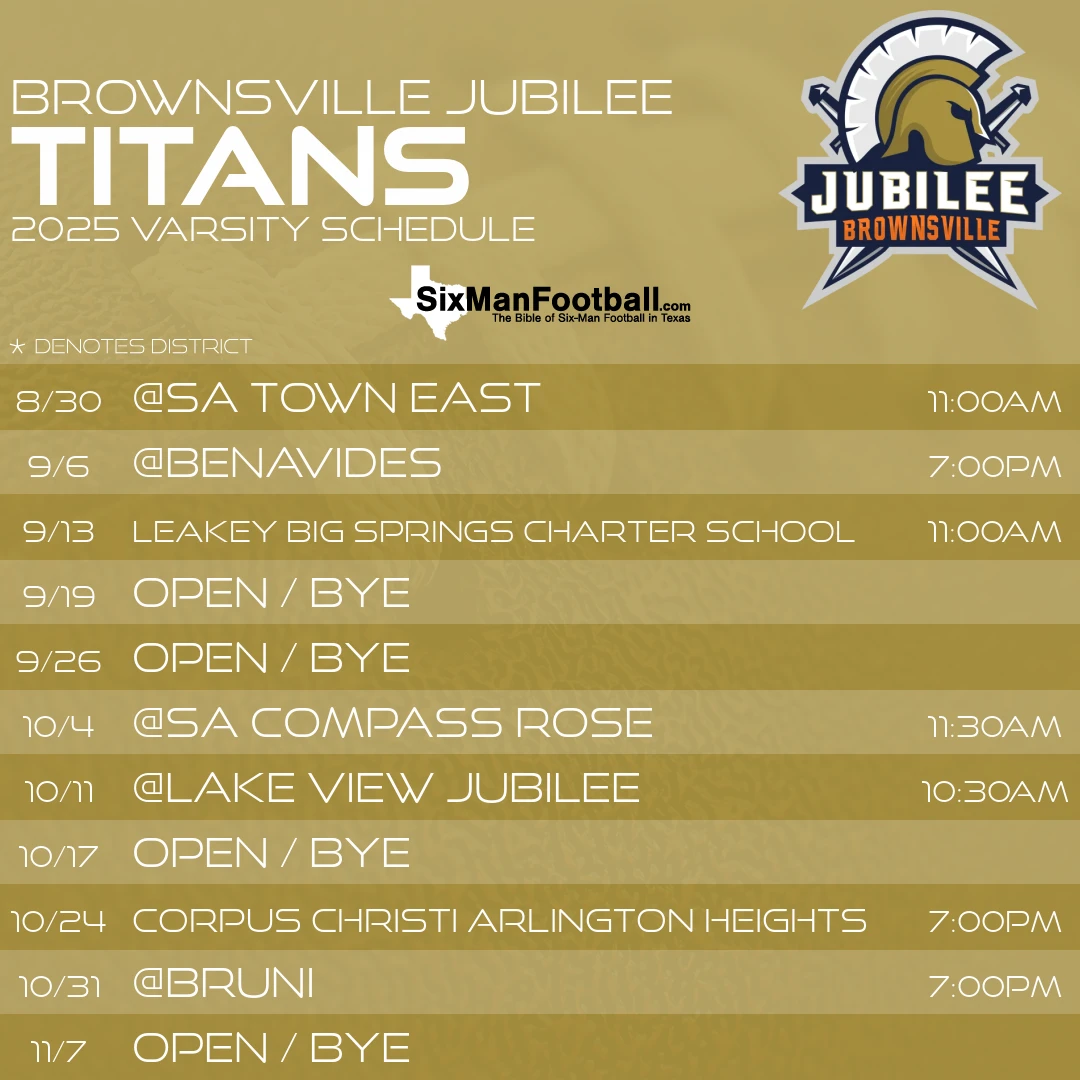 Brownsville Jubilee Titans 2025 football schedule