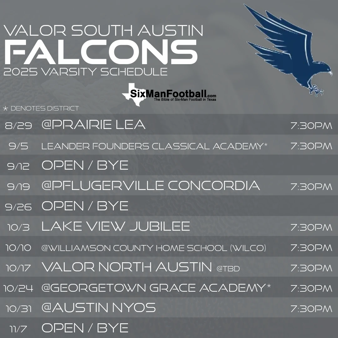 Valor South Austin Falcons 2025 football schedule