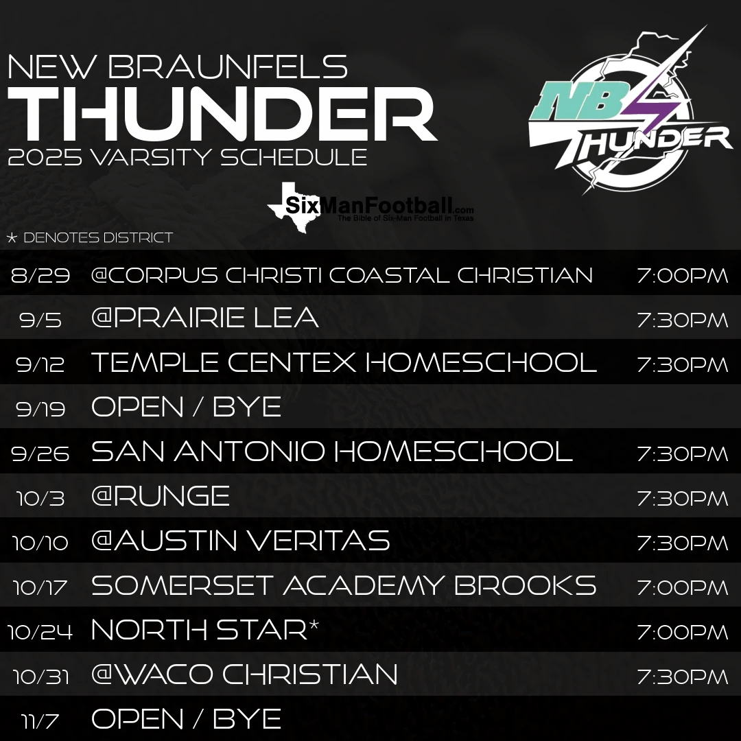 New Braunfels Thunder 2025 football schedule