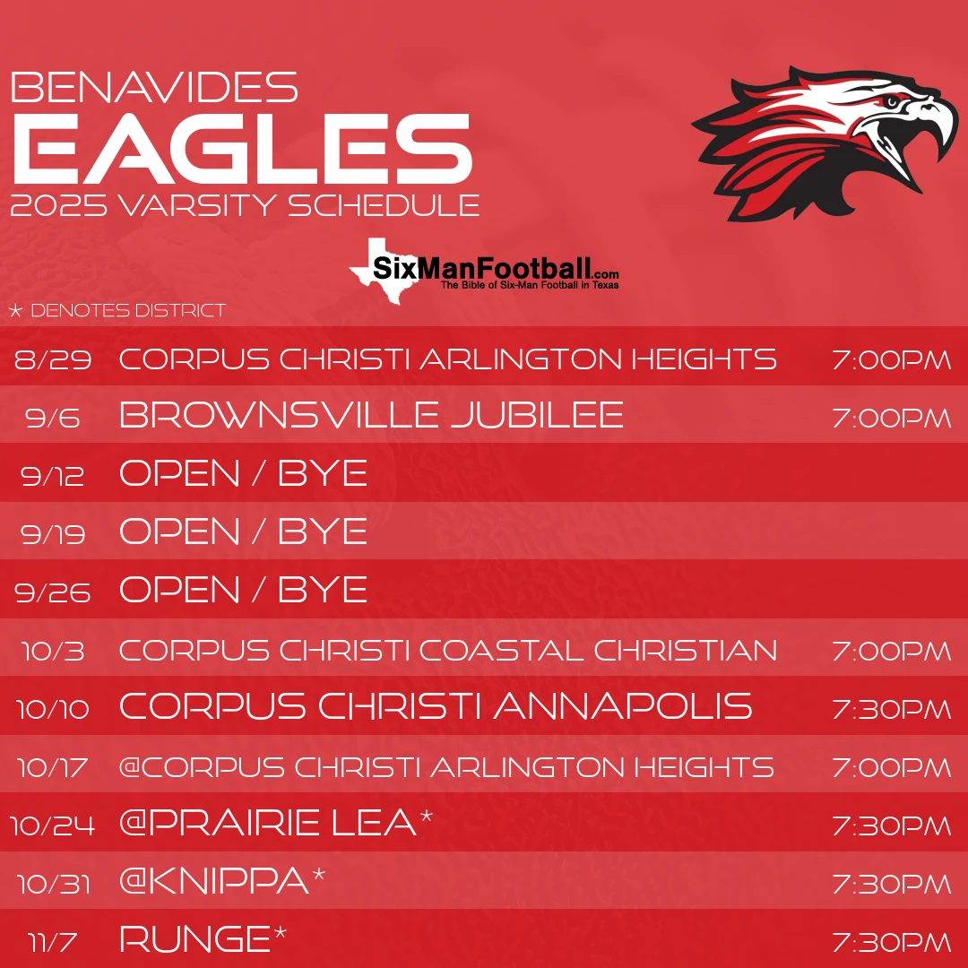Benavides Eagles 2025 football schedule