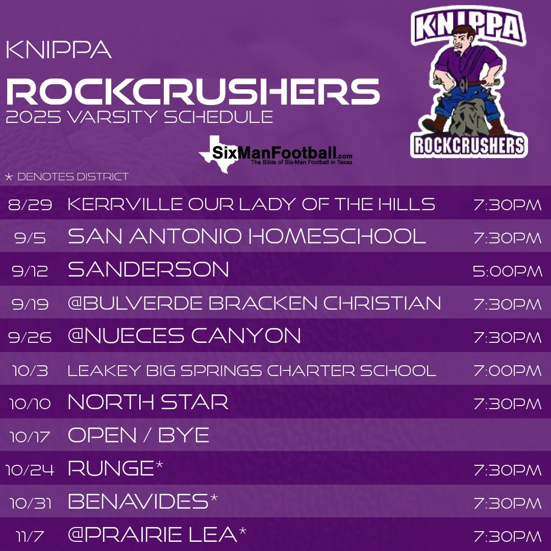 Knippa Rockcrushers 2025 football schedule