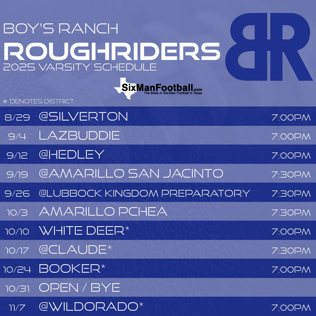 Boy's Ranch Roughriders 2025 football schedule