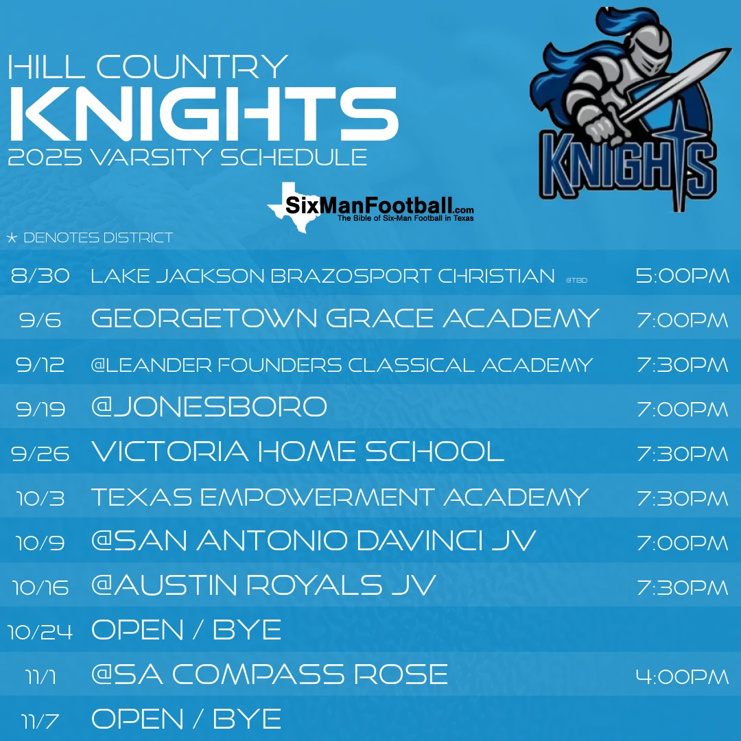 Hill Country Knights 2025 football schedule