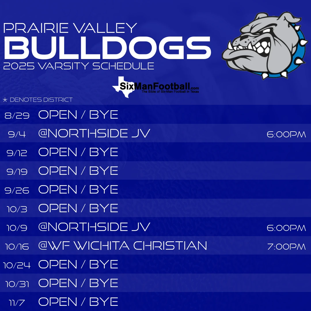 Prairie Valley Bulldogs 2025 football schedule
