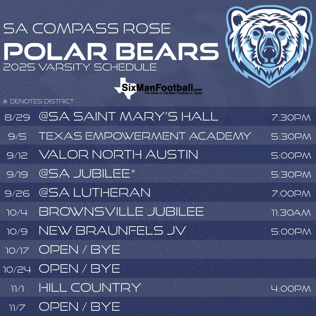 SA Compass Rose Polar Bears 2025 football schedule