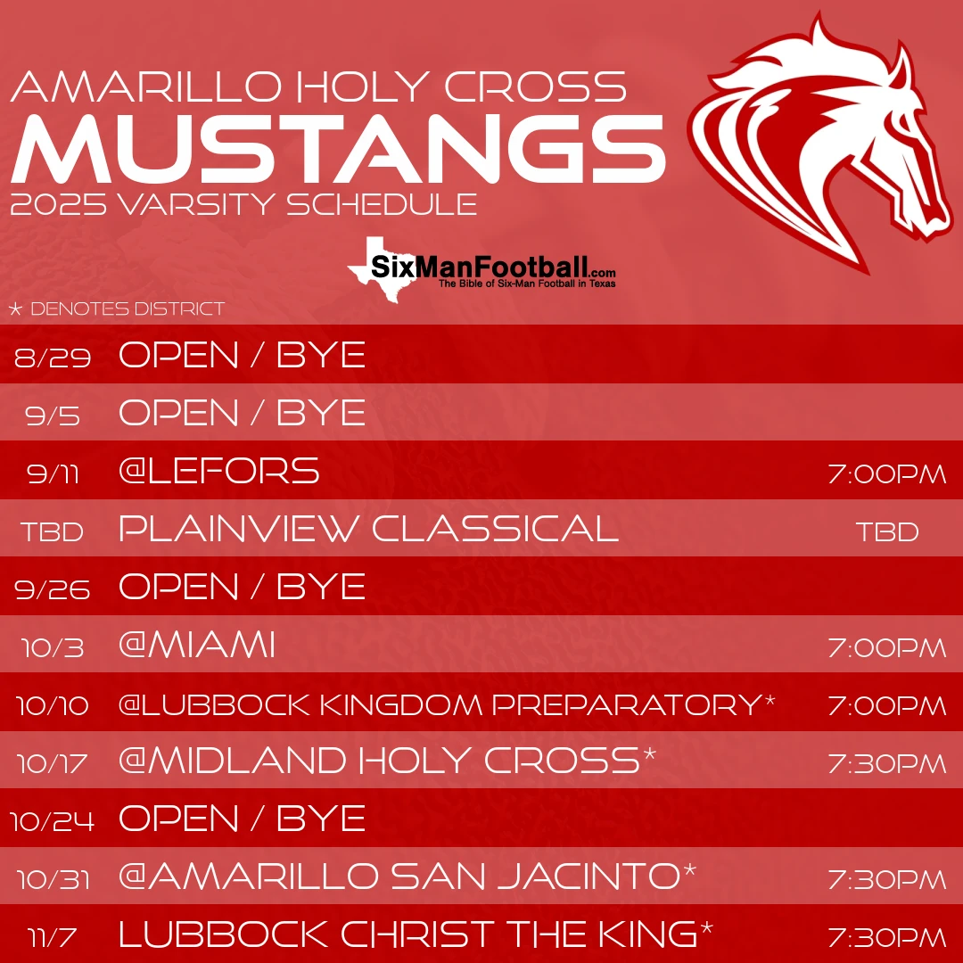 Amarillo Holy Cross Mustangs 2025 football schedule