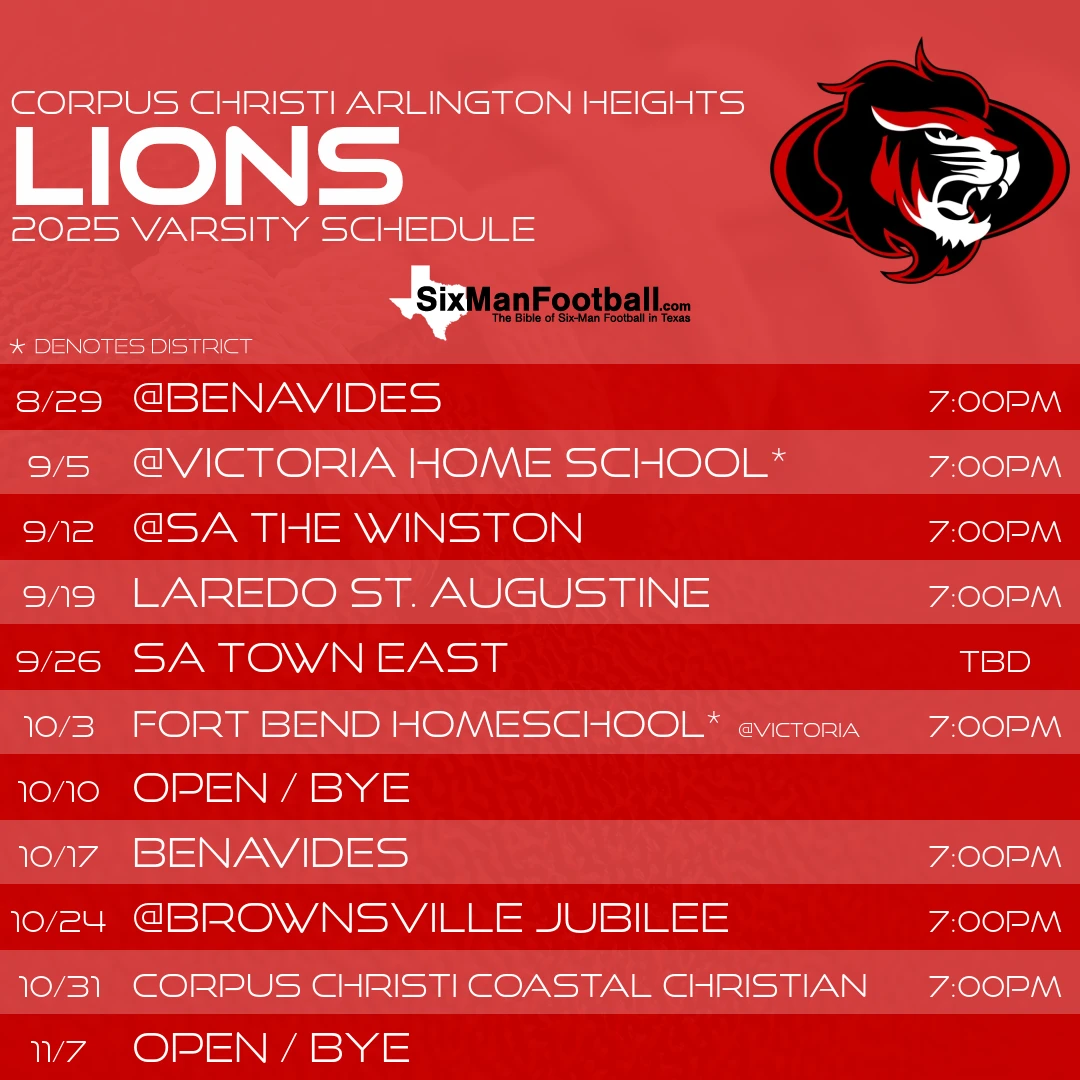 Corpus Christi Arlington Heights Lions 2025 football schedule