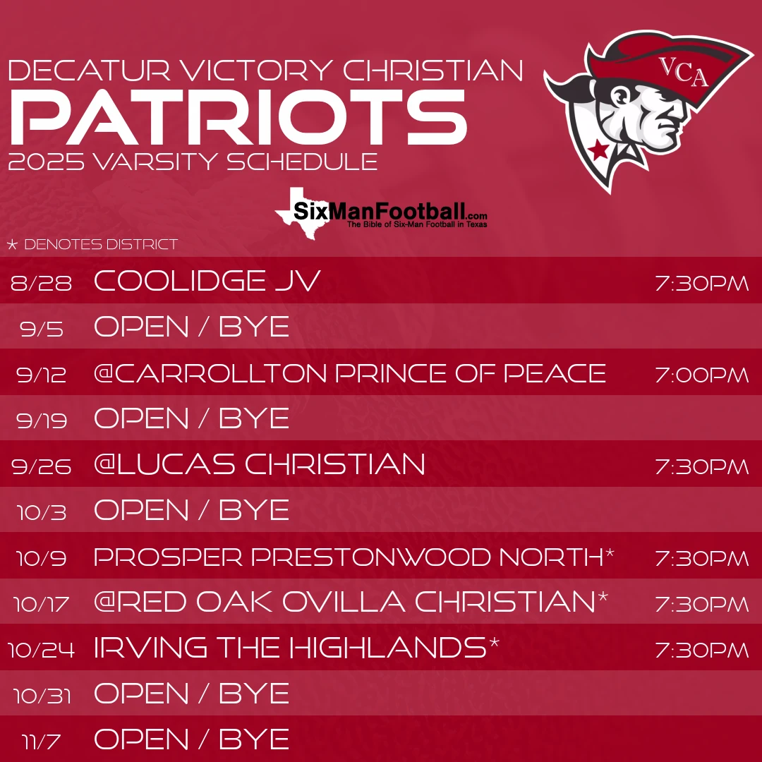 Decatur Victory Christian Patriots 2025 football schedule