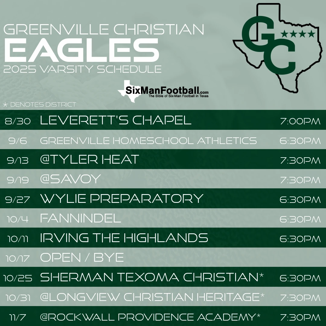 Greenville Christian Eagles 2025 football schedule