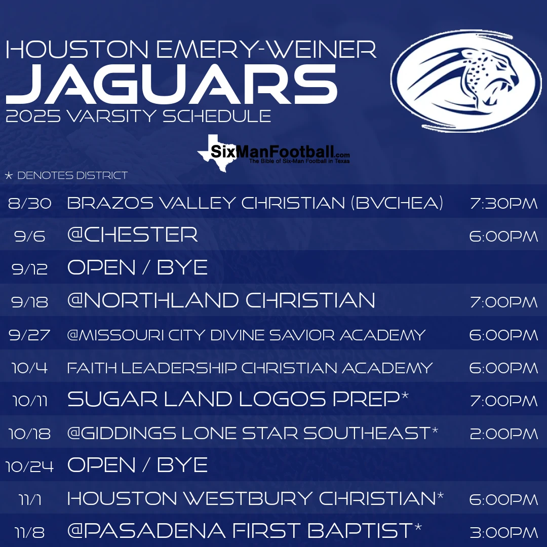 Houston Emery-Weiner Jaguars 2025 football schedule