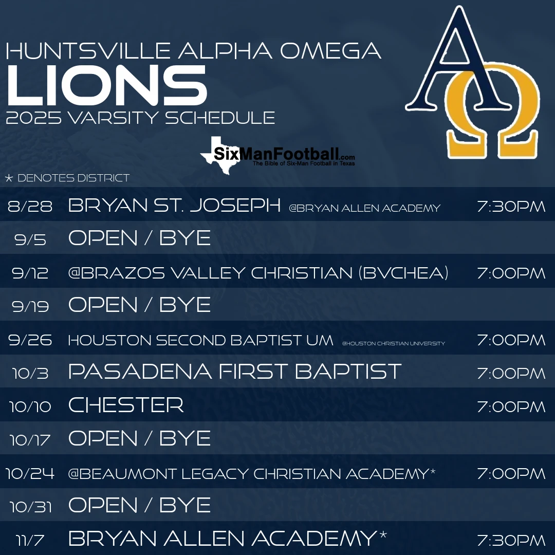 Huntsville Alpha Omega Lions 2025 football schedule