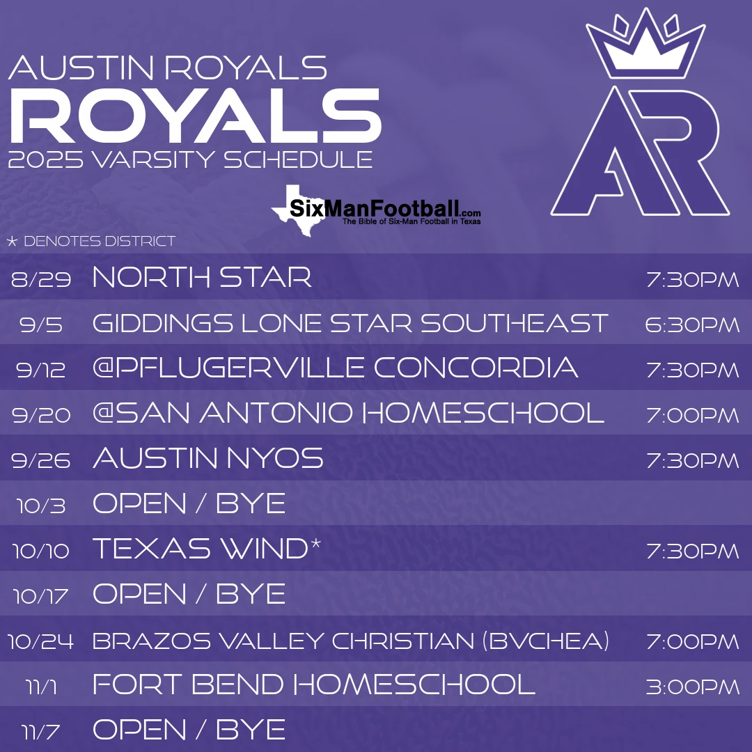Austin Royals 2025 football schedule