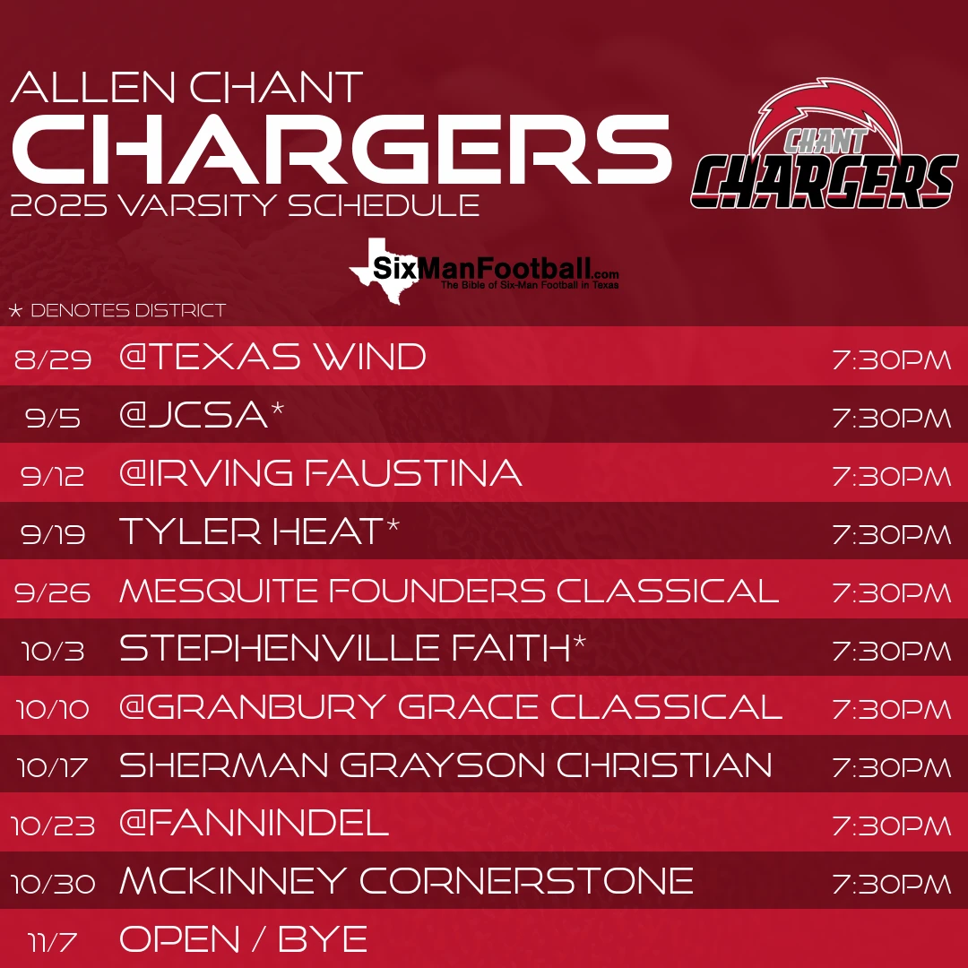Allen CHANT Chargers 2025 football schedule
